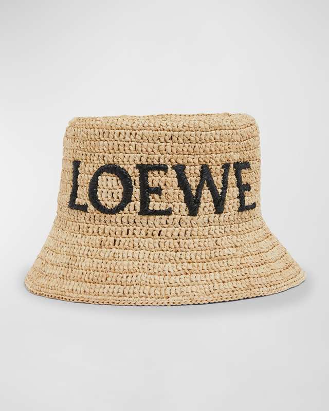 Logo Woven Raffia Bucket Hat